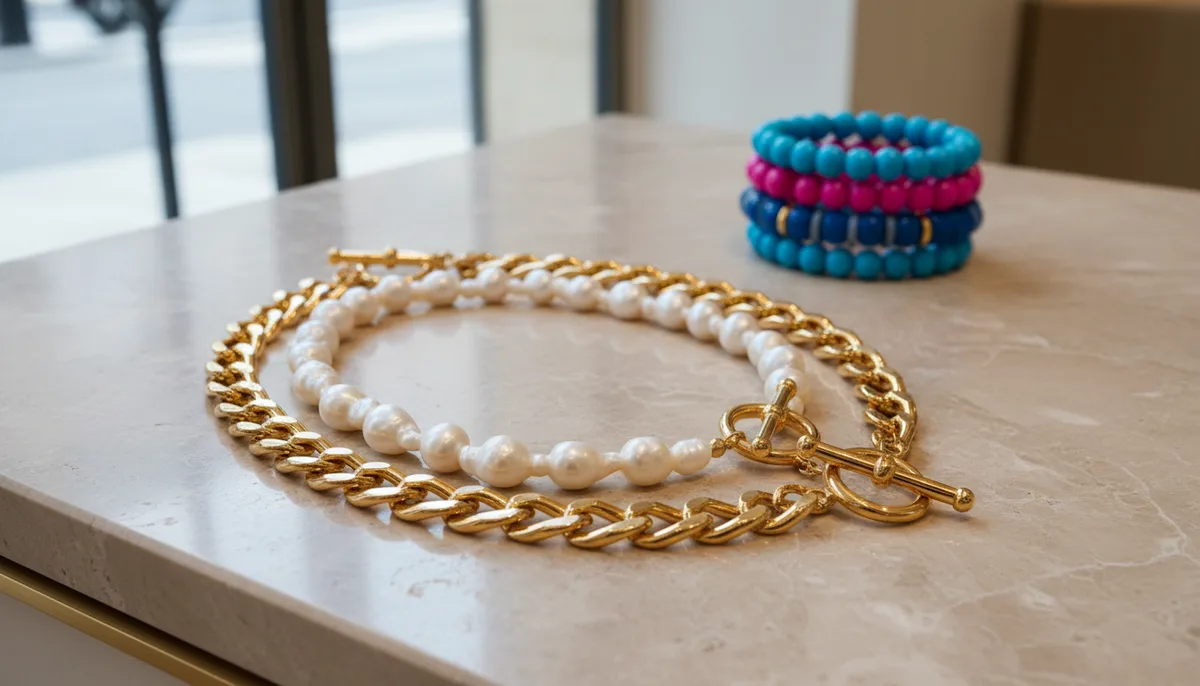 Bijoux tendance 2022 : chaînes dorées, perles revisitées et couleurs vives